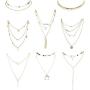 Hanpabum 8Pcs Gold Tone Layered Necklaces Sexy Long Choker Chain Bohemia Y Necklace Bar Feather Pendent Necklace Set