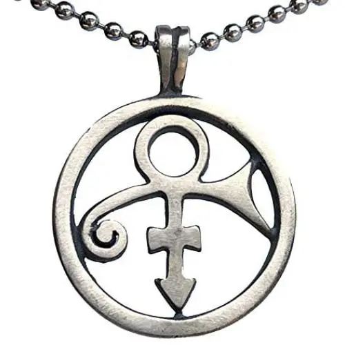 Male Female Soapstone Love Sex Round Icon Symbol Sign Prince Pewter Unisex Womens Mens Boys Girls Pendant Necklace Medallion Lucky Charm protection amulet for Men Women W Silver Ball Chain