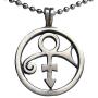 Male Female Soapstone Love Sex Round Icon Symbol Sign Prince Pewter Unisex Womens Mens Boys Girls Pendant Necklace Medallion Lucky Charm protection amulet for Men Women W Silver Ball Chain