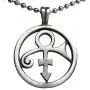 Male Female Soapstone Love Sex Round Icon Symbol Sign Prince Pewter Unisex Womens Mens Boys Girls Pendant Necklace Medallion Lucky Charm protection amulet for Men Women W Silver Ball Chain