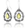 PZ Paz Creations 925 Sterling Silver Lace Teardrop Gemstone Dangle Earrings