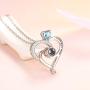 Sterling Silver I Love You Necklace 100 Languages Mom Necklace for Mom Birthday Gifts March April Birthstone Aquamarine Simulated Diamond Blue Sapphire Amethyst Jewelry