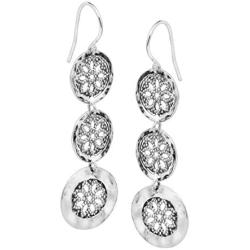 Silpada Inner Groove Flower Cut-Out Disc Drop Earrings in Sterling Silver