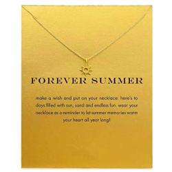 GUGELIVES Friendship Sun God Light Clavicle Necklace with Blessing Card,Small Dainty Gold Pendant Necklace for Women Gift Card