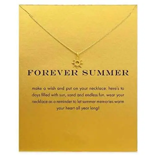 GUGELIVES Friendship Sun God Light Clavicle Necklace with Blessing Card,Small Dainty Gold Pendant Necklace for Women Gift Card