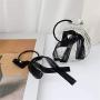 DAMLENG Fashion Lightweight Handmade Black Beaded Hoop Earrings Unique Long Ribbon Bow Tassel Dangle Drop Earrings Jewelry for Women Girls