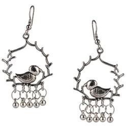 Efulgenz Boho Vintage Antique Ethnic Gypsy Tribal Indian Oxidized Silver Bird Dangle Jewelry Earrings Set