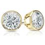 1/4 to 2 Carat Diamond Round Stud Earrings in 14k Yellow or White Gold (H-I, I2-I3, cttw) Bezel Set Screw Back by Diamond Wish