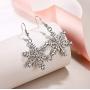 EVER FAITH Austrian Crystal Winter Party Snowflake Pierced Hook Dangle Earrings Clear