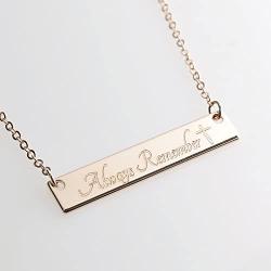 Customizable Your Name Bar Necklace Custom Jewelry Plated in 16k Rose Gold - Personalized Engraved Accessories for Wedding, Birthday, Graduation, Mothers Day, Christmas - With Present Box