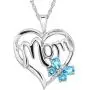 Mom Heart Pendant Necklace with Diamond in Sterling Silver