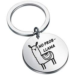 Gzrlyf No Prob Llama Keychain Funny Llama Gifts Alpaca Gifts for Llama Lovers