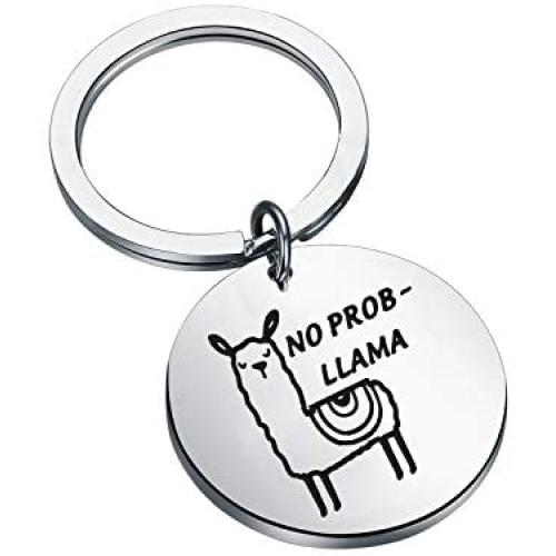 Gzrlyf No Prob Llama Keychain Funny Llama Gifts Alpaca Gifts for Llama Lovers