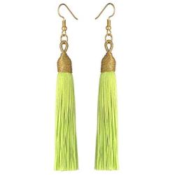 KLFrogPond Boho Thread Long Tassel Dangle Drop Colorful Fringe Earrings Silk Fabric Ethnic Vintage Charms Eardrop