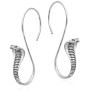 Edgy Curled King Cobra .925 Sterling Silver Snake Dangle Earrings