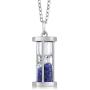 Gem Stone King 925 Sterling Silver Sapphire Dust Hourglass Pendant Necklace 0.75 Cttw Gemstone Birthstone with 18 Inch Silver Chain