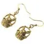 DOWAY Antique Gold Plated Basket Easter Bunny Rabbit Earrings Dangle Drop Metal Jewelry for Women Girls Classic Gift