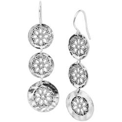 Silpada Inner Groove Flower Cut-Out Disc Drop Earrings in Sterling Silver