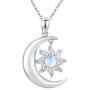 CUOKA MIRACLE Moon and Sun Necklace Sterling Silver Rainbow Moonstone Crescent Pendant Unisex Jewelry Gift for Women Men Teen Girlfriend