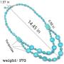 Campion Bohe Turquoises Layered Necklace Silver Beach Turquoise Necklaces Chain Beads Necklace Jewelry for Women and Girls