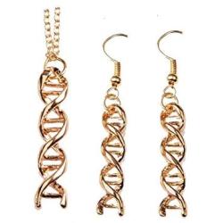 AILUOR Infinity Spiral DNA Double Helix Chemistry Science Necklace Earrings Set, Biology Molecule Pendant Jewelry Set for Medical School Student