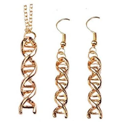 AILUOR Infinity Spiral DNA Double Helix Chemistry Science Necklace Earrings Set, Biology Molecule Pendant Jewelry Set for Medical School Student