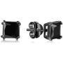 Lanroque Black Plating Sterling Silver and Black CZ Stud Earrings for Men and Women (6mm)