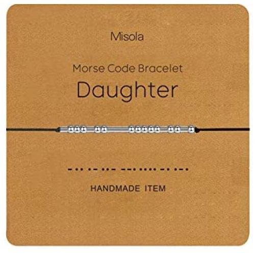 misola Morse Code Bracelet Adjustable Beads on Silk Cord Friendship Family Bracelet Gift for Her Women Best Friends Couples Teens Girl Funny Novelty Morris Jewelry