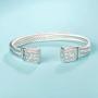 UNY Designer Inspired Jewelry Double Cable Wire Square CZ Antique Bangle Elegant Beautiful