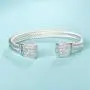 UNY Designer Inspired Jewelry Double Cable Wire Square CZ Antique Bangle Elegant Beautiful UNY Designer Inspired Jewelry Double Cable Wire Square CZ Antique Bangle Elegant Beautiful