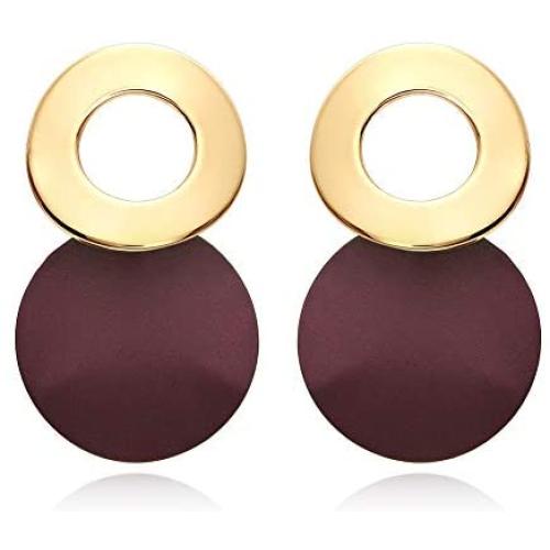 Viennois Round Curved Dangle Earrings with Matte Paint Discs for Women Jewelry Gift