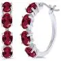 Gem Stone King 925 Sterling Silver Wine Red Created Ruby Earrings For Women (4.00 Ct Oval 6X4MM)