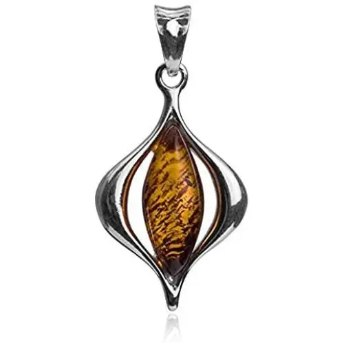 Amber Sterling Silver Marquise Pendant Amber Sterling Silver Marquise Pendant