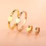 JINHUI Valentines Day Gift Jewelry 18K Gold/Rose Gold Forever Love Ring with Engraved Heart Charm Jewelry for Women Size 7#, 8#, 9#,10#