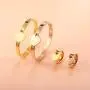 JINHUI Valentines Day Gift Jewelry 18K Gold/Rose Gold Forever Love Ring with Engraved Heart Charm Jewelry for Women Size 7#, 8#, 9#,10#