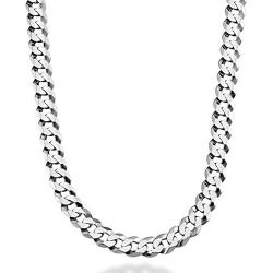 Savlano 925 Sterling Silver 8mm Italian Solid Curb Cuban Link Chain Necklace for Men & Women - Made in Italy Comes Gift Box (8mm)