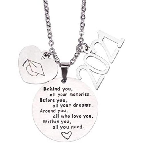 2021 Graduation Gift Necklace - Congrats Grad Stainless Steel Jewelry for Graduates