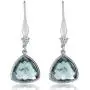 Gem Stone King 925 Sterling Silver Simulated Aquamarine Dangle Earrings For Women (5.75 Cttw Trillion Checkerboard Cut 12MM) Gem Stone King 925 Sterling Silver Simulated Aquamarine Dangle Earrings For Women (5.75 Cttw Trillion Checkerboard Cut 12MM)