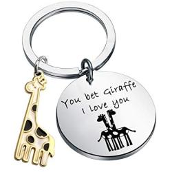SEIRAA You Bet Giraffe I Love You Keychain Funny for Boyfriend Girlfriend Giraffe Lover Jewelry Friendship Keychain