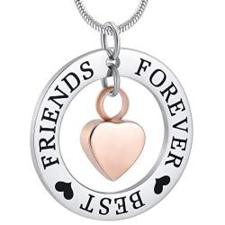 zeqingjw Heart Urn Necklace Cremation Jewelry for Ashes Stainless Steel Circle of Life Engraved Forever Best Friend Memorial Ashes Jewelry