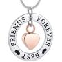 zeqingjw Heart Urn Necklace Cremation Jewelry for Ashes Stainless Steel Circle of Life Engraved Forever Best Friend Memorial Ashes Jewelry