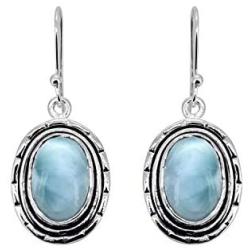 YoTreasure 1.50'' Larimar Dangle Earrings Solid 925 Sterling Silver