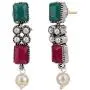 Efulgenz Boho Vintage Antique Ethnic Gypsy Indian Oxidized Silver Crystal Cubic Zirconia Bridal Necklace Earrings Jewelry Set
