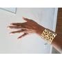 Lux Accessories Gold Tone Aztec Style Geo Cutout Bracelet Cuff