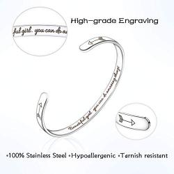 EnjoIt Inspirational Bracelets for Women Girls Stainless Steel Cuff Bracelet - Engraved Personalized Mantra Cuff Bangle C2281