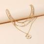 Gold Layered Pendant Long Necklace - 14K Gold Plated Handmade 3 Layer Choker Necklace Chain Pendant Costume Jewelry for Women Girl