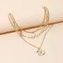 Gold Layered Pendant Long Necklace - 14K Gold Plated Handmade 3 Layer Choker Necklace Chain Pendant Costume Jewelry for Women Girl Gold Layered Pendant Long Necklace - 14K Gold Plated Handmade 3 Layer Choker Necklace Chain Pendant Costume Jewelry for Women Girl
