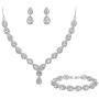 BriLove Womens Wedding Bridal Teardrop CZ Infinity Figure 8 Y-Necklace Tennis Bracelet Dangle Earrings Set