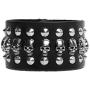 Black metal rivets studs punk rock biker wide belt leather bracelet guard wrist strap skull