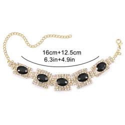 Masiter Sparkly Rhinestone Bracelet Obsidian Tennis Bracelet Wedding Bridal Bridesmaid Body Jewelry Accessories for Women and Girls